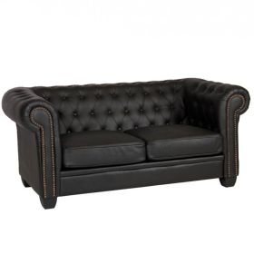 Frederick 2 Seater Leather and PVC Sofa - Black