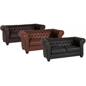 Frederick 2 Seater Leather and PVC Sofa - Auburn Red