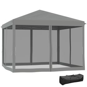 3 x 3 m Pop Up Gazebo, Garden Tent with Removable Mesh Sidewall Netting, Carry Bag for Backyard Patio Outdoor Light Grey
