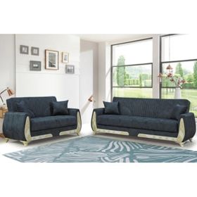 Brighton Click Clack Fabric 2 Seater Sofabed With Cushions, Storage - Grey