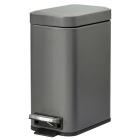 5L Rectangular Compact Bin Steel Body Removable Bucket Quiet-Close Lid w/ Pedal Lid Rubbish Trash Can Garbage Tidy Clean Grey