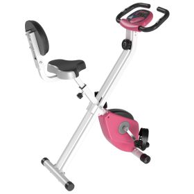 Magnetic Resistance Exercise Bike Foldable w/ LCD Monitor Adjustable Seat Heart Rate Monitors Foot Pads Home Office Fitness Training Workout