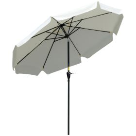 2.66m Patio Umbrella Garden Parasol Outdoor Sun Shade Table Umbrella with Ruffles, 8 Sturdy Ribs, Cream White