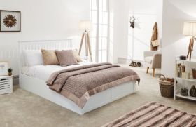 Como 135cm Wooden Ottoman Double Bed White