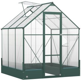 Garden Walk-in Aluminium Greenhouse Polycarbonate with Plant Bed ,Temperature Controlled - 6 x 6ft