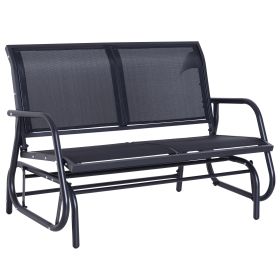 2-Person Outdoor Glider Bench Patio Double Swing Gliding Chair Loveseat w/Power Coated Steel Frame for Backyard Garden Porch, Black