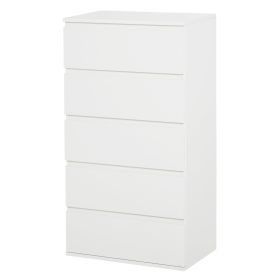 Chest of Drawer, 5 Drawers Storage Cabinet Freestanding Tower Unit Bedroom Living Room Furniture, White