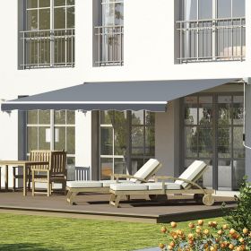 2.5m x 2m Garden Patio Manual Awning Canopy Sun Shade Shelter Retractable with Winding Handle Grey