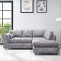 LORVANI Fabric 4 Seater L Shaped Fullback Corner Sofa - Light Grey, Right Hand Facing