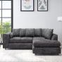 LORVANI Fabric 4 Seater L Shaped Scatterback Corner Sofa - Dark Grey, Right Hand Facing