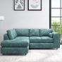 LORVANI Fabric 4 Seater L Shaped Fullback Corner Sofa - Teal, Left Hand Facing