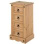 Corona 4 Drawer Bedside Table Narrow - Antique Wax