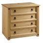 Corona Solid Pine Chest of Drawers 4 Drawer - Rustic Style