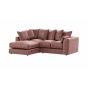 VOSTA Plush Velvet 4 Seater L Shaped - Right Hand Facing Corner Sofa - Pink