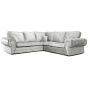 CAMLI Crushed Velvet 5 Seater L Shaped Fullback Corner Sofa - Silver