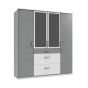 Cadiz 4 Door Mirrored Wardrobe - White and Grey