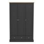Devon 3 Door Wardrobes with 2 Drawer - Charcoal