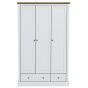 Devon 3 Door Wardrobes with 2 Drawer - White
