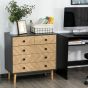 Solid Pine Wood Legs 5 Drawers Chest of Drawer with Metal Handles - Dark Grey and Natural Wood