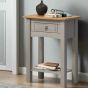 MORVANE Side Table Wax Pine with Metal Fittings - Grey