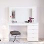 Modern Design 7 Drawer Dressing Table with Mirror - White
