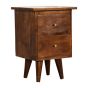 Solid Mango Wood 2 Drawers Bedside - Chestnut
