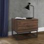 Metal Frame 2 Drawers Bedside Table - Walnut
