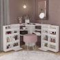 Stylish Storage Shelf Corner Dressing Table With Drawers - White