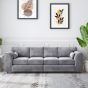 DELANO Plush Velvet 4 Seater Fullback Sofa - Light Grey