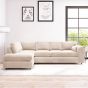 DELANO Plush Velvet Large 5 Seater L Shaped Fullback Corner Sofa - Cream