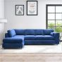 DELANO Plush Velvet Large 5 Seater L Shaped Fullback Corner Sofa - Midnight Blue