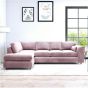 DELANO Plush Velvet Large 5 Seater L Shaped Fullback Corner Sofa - Pink