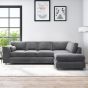 DELANO Plush Velvet Large 5 Seater L Shaped Fullback Corner Sofa - Dark Grey