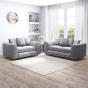 DELANO Plush Velvet 3 and 2 Seater Scatterback Sofa Set - Light Grey