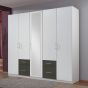 Fresco 5 Door 4 Drawer Mirrored Wardrobe - White and Graphite