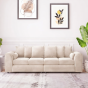 DELANO Plush Velvet 4 Seater Scatterback Sofa - Cream