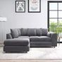 DELANO Plush Velvet 4 Seater L Shaped Scatterback Corner Sofa - Dark Grey