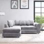 DELANO Plush Velvet 4 Seater L Shaped Scatterback Corner Sofa - Light Grey