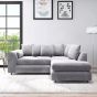 DELANO Plush Velvet 4 Seater L Shaped Scatterback Corner Sofa - Light Grey