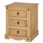 Corona Solid Pine Bedside Table With Large 3 Drawers