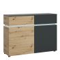 Luci Dark 2 Door 2 Drawer Cabinet - Platinum and Oak Artisan Oak Cosmos Grey LED