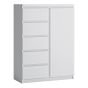 Fribo White Fribo 1 Door 5 Drawer Cabinet in White - Alpine White