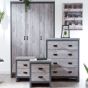 Boston 4 Piece Bedroom Set Wardrobe Chest and 2 Bedside - Grey