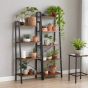PRISTANE Ladder Shelf 5-Tier Bookcase and Plant Stand - Rustic Brown