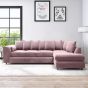 DELANO Plush Velvet Large 5 Seater L Shaped Scatterback Corner Sofa - Pink