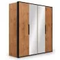 Loft Mirrored Folding Door Wardrobe 204cm in Lancelot Oak