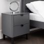 Chloe Retro Design 2 Drawer Bedside - Grey
