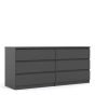 Naia Wide Chest of 6 Drawers - Black Matt 3+3