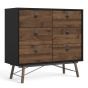 Ry Double chest of Drawers 6 Drawers in Matt Black Walnut