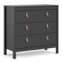 Barcelona Chest 3 Drawers in Matt Black - Matt Black